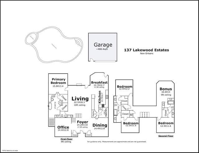 137 Lakewood Estates Dr, New Orleans, LA 70131 - floor plan / room layout