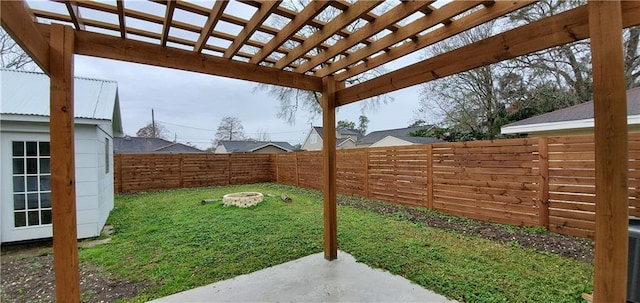 9004 Camille Ct, River Ridge, LA 70123 - view of yard featuring a patio area, a pergola, and an outdoor fire pit