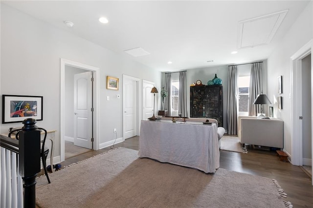 1641 Continental Dr, Covington, LA 70433 - living room featuring attic access, wood finished floors, recessed lighting, and baseboards