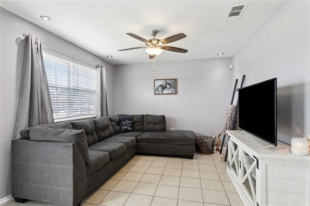 2525 Joy Ann Dr, Marrero, LA 70072 - living area featuring ceiling fan and light tile patterned flooring
