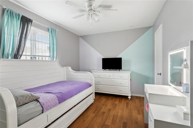 2525 Joy Ann Dr, Marrero, LA 70072 - bedroom featuring vaulted ceiling, dark wood finished floors, and ceiling fan
