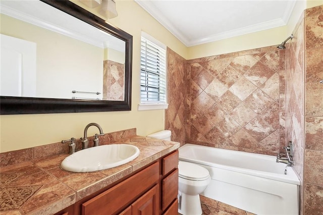 5736 E Louis Prima Dr, New Orleans, LA 70128 - full bath featuring toilet, ornamental molding, shower / bath combination, and vanity