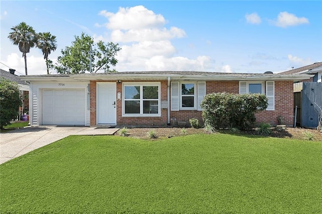 7716 Leonard Ave, Metairie, LA 70003 - ranch-style house featuring brick siding, concrete driveway, and an attached garage