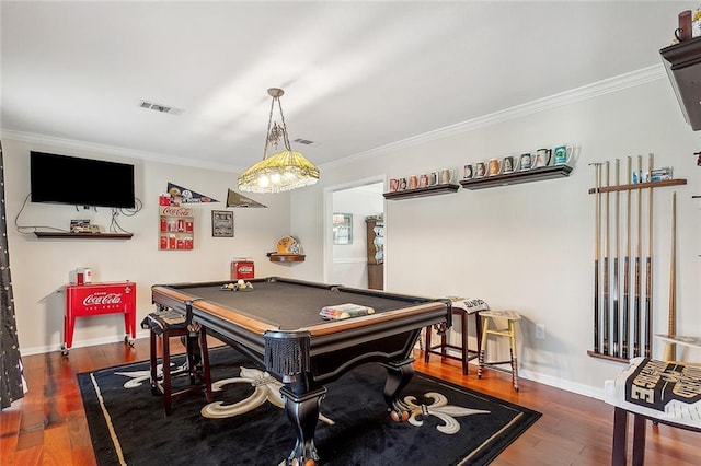 1417 Washington Ct, Slidell, LA 70458 - game room with ornamental molding, billiards table, and wood finished floors