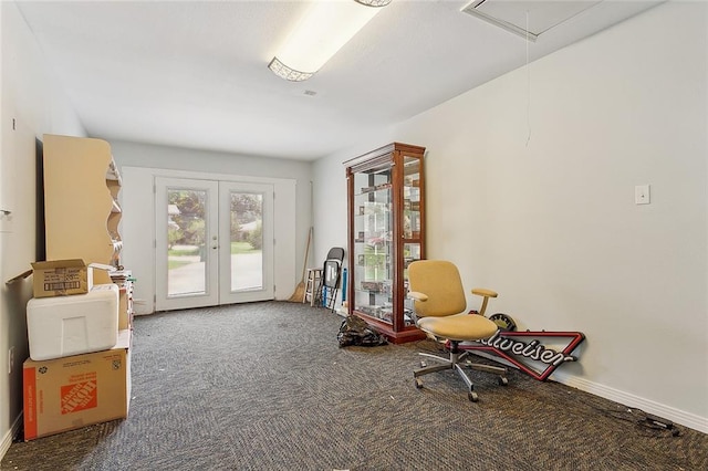 1417 Washington Ct, Slidell, LA 70458 - sitting room with french doors, carpet flooring, and attic access