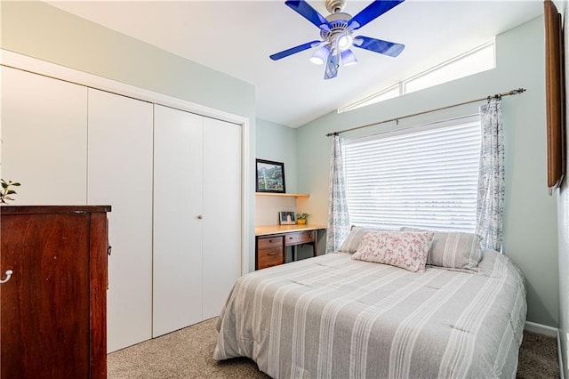 4401 Apollo Dr, Metairie, LA 70003 - carpeted bedroom featuring lofted ceiling, a closet, and ceiling fan