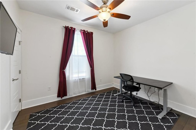 2728 Bienville St, New Orleans, LA 70119 - office space featuring wood finished floors, ceiling fan, and baseboards