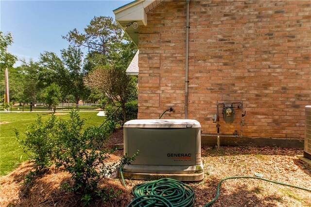 exterior view of a power unit and brick siding