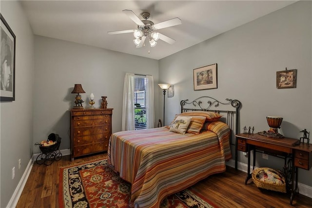 11446 Copperwood Dr, Denham Springs, LA 70726 - bedroom featuring wood finished floors, baseboards, and a ceiling fan