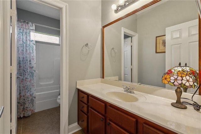 11446 Copperwood Dr, Denham Springs, LA 70726 - bathroom featuring vanity, tile patterned floors, toilet, and shower / bath combo