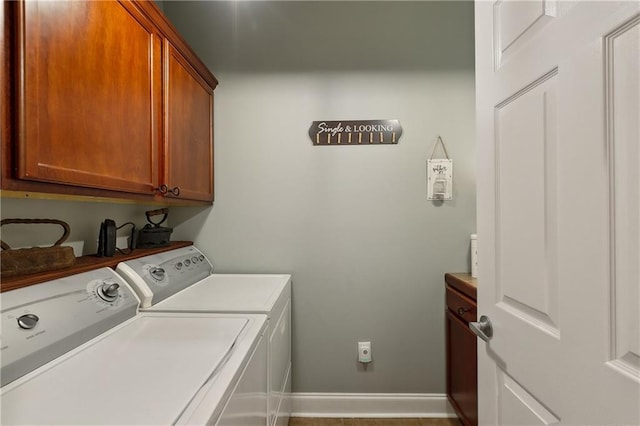 11446 Copperwood Dr, Denham Springs, LA 70726 - laundry area with independent washer and dryer, cabinet space, and baseboards