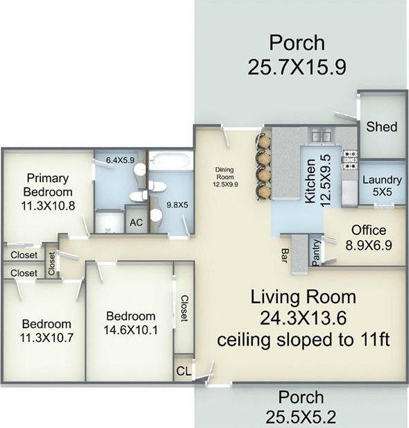 33 Caribou Ct, Metairie, LA 70003 - floor plan / room layout