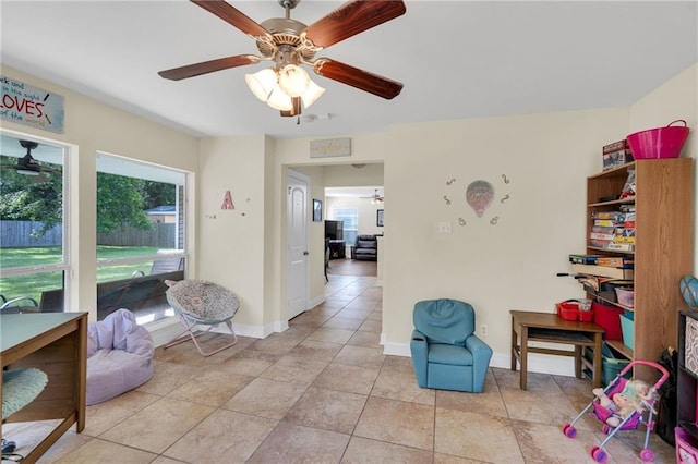 682 Amy Ct, Covington, LA 70433 - sitting room featuring ceiling fan and baseboards