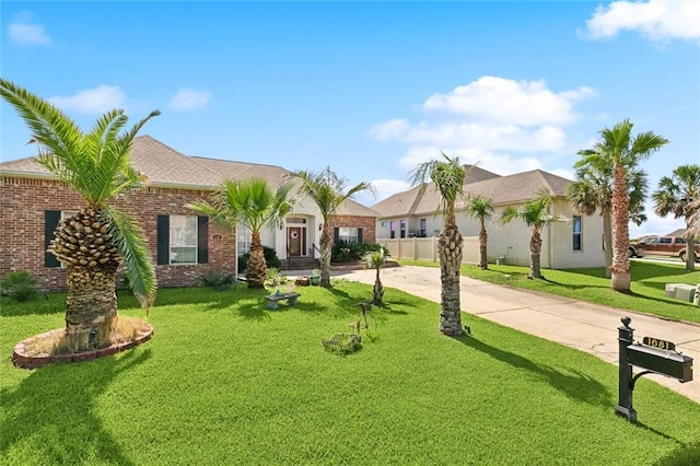 1681 Vela Cv, Slidell, LA 70458 - view of front of house featuring concrete driveway, a front yard, and brick siding