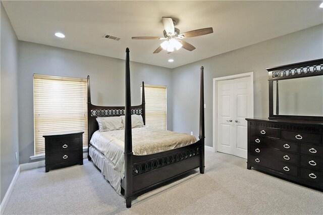 47013 Rivergate Dr, Robert, LA 70455 - bedroom with carpet floors, baseboards, ceiling fan, and recessed lighting