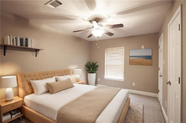 47013 Rivergate Dr, Robert, LA 70455 - bedroom featuring baseboards, ceiling fan, and carpet floors