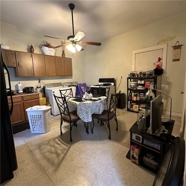 1915-1917 Bayou Rd, New Orleans, LA 70116 - dining room with washing machine and dryer and ceiling fan