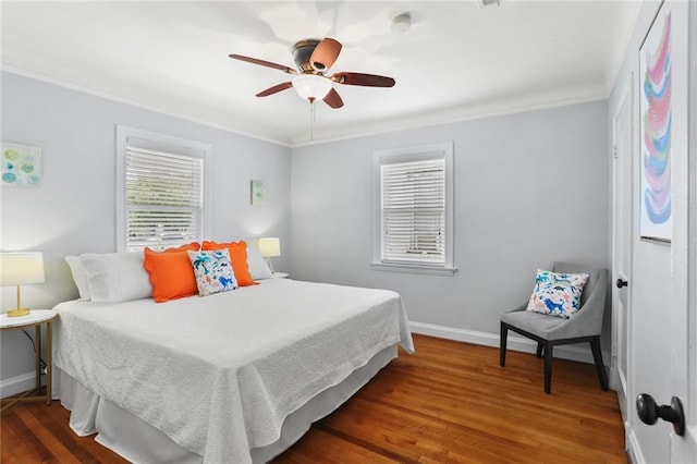 18 Davis Blvd, Jefferson, LA 70121 - bedroom with crown molding, wood finished floors, baseboards, and ceiling fan