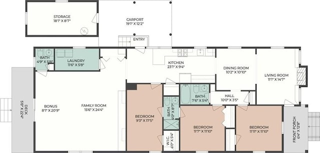18 Davis Blvd, Jefferson, LA 70121 - view of floor plan / room layout