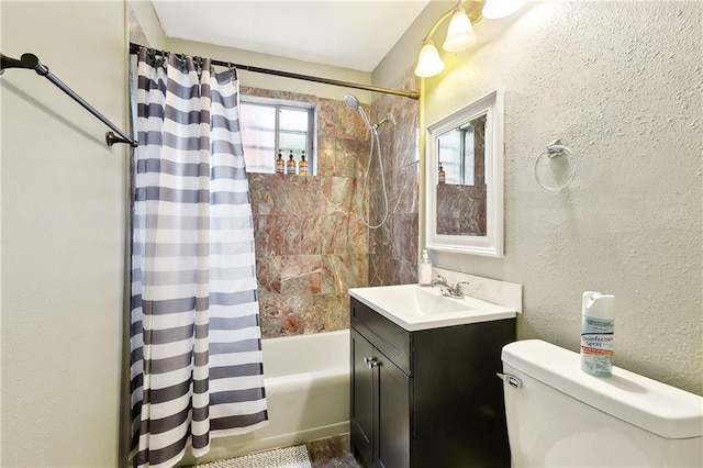 1031 Henriette Delille St Unit 3, New Orleans, LA 70116 - full bathroom featuring toilet, shower / bathtub combination with curtain, vanity, and a textured wall