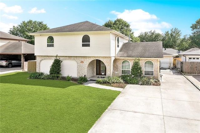 9108 Ormond Pl, River Ridge, LA 70123 - view of front facade with brick siding, a gate, covered porch, and concrete driveway