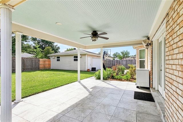 9108 Ormond Pl, River Ridge, LA 70123 - view of patio / terrace with an outbuilding and ceiling fan