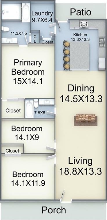 1401 Claiborne Dr, Jefferson, LA 70121 - room layout