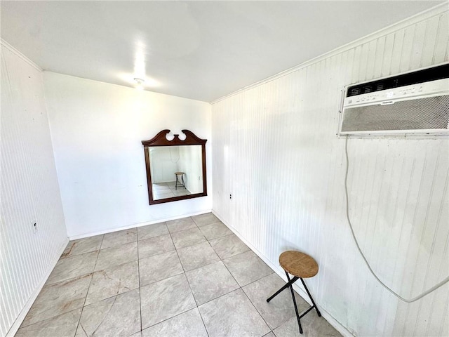 1523 W Dr, Westwego, LA 70094 - tiled empty room with a wall mounted air conditioner and wood walls