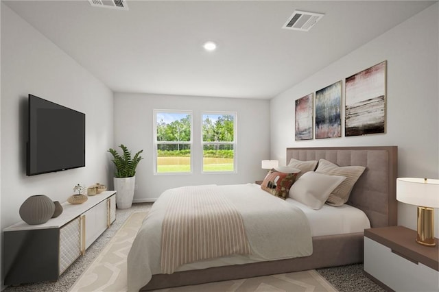 bedroom with baseboards and recessed lighting