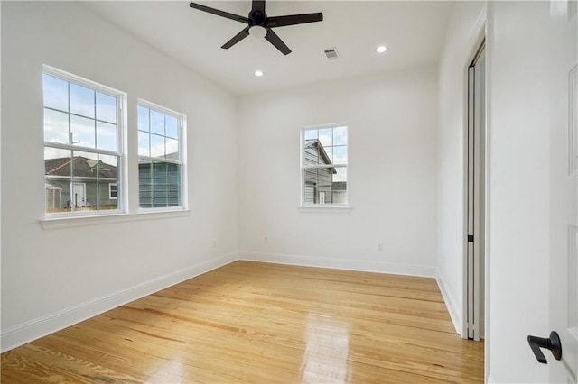 5519 Wingate Dr, New Orleans, LA 70122 - spare room featuring light wood-type flooring, ceiling fan, and recessed lighting