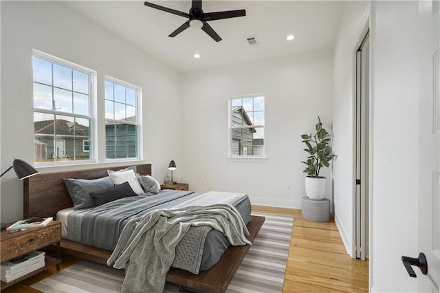 5519 Wingate Dr, New Orleans, LA 70122 - bedroom featuring light wood-type flooring, recessed lighting, and ceiling fan