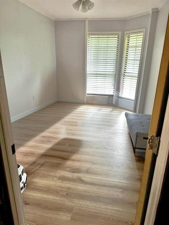 42073 Farlow Ln, Ponchatoula, LA 70454 - spare room with light wood-style floors, ceiling fan, ornamental molding, and baseboards