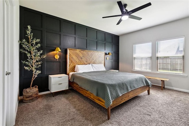 784 Bent Cypress Ln, Slidell, LA 70461 - bedroom with carpet floors, baseboards, and ceiling fan
