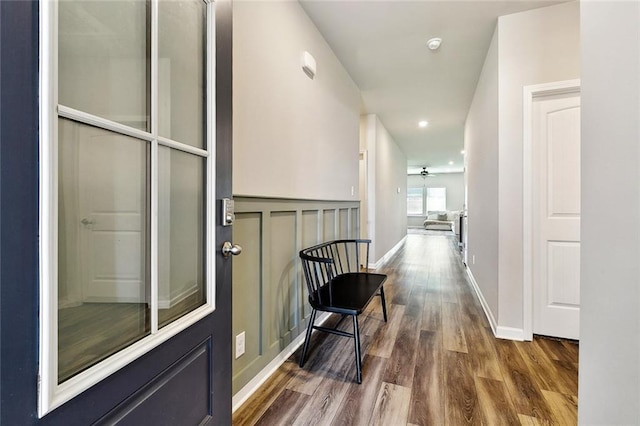 784 Bent Cypress Ln, Slidell, LA 70461 - corridor with dark wood-style flooring, baseboards, and recessed lighting