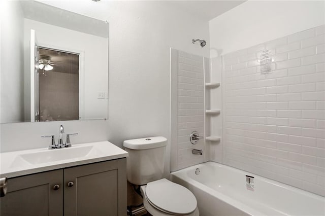 70454 B St, Covington, LA 70433 - bathroom with bathtub / shower combination, vanity, toilet, and ceiling fan