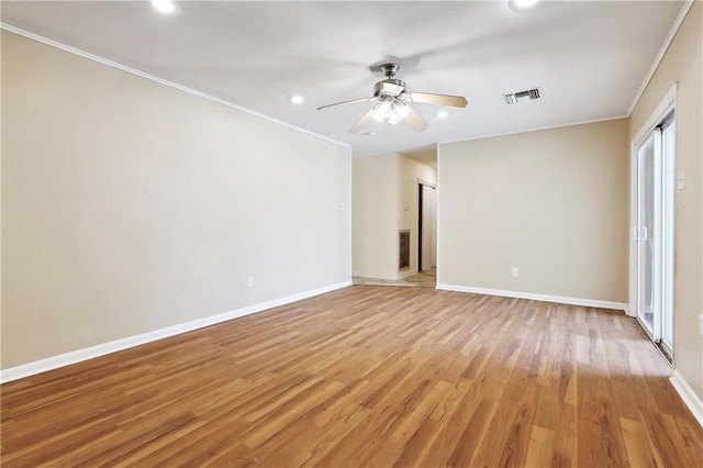 5927 Brighton Pl, New Orleans, LA 70131 - spare room featuring ornamental molding, recessed lighting, light wood finished floors, baseboards, and ceiling fan
