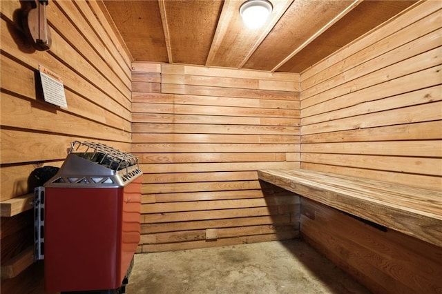 48 Bleu Lake Dr, Covington, LA 70435 - relaxing sauna with wood walls, concrete floors, and wood ceiling