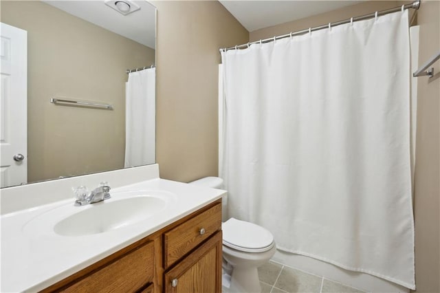 709 Bridle Ct, Covington, LA 70435 - bathroom featuring toilet, tile patterned flooring, vanity, and a shower with shower curtain