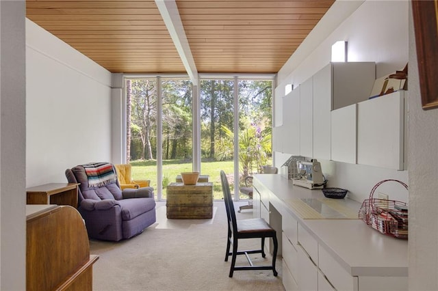 1450 Pine Tree Rd, Opelousas, LA 70570 - sunroom / solarium with a wall of windows, healthy amount of natural light, wood ceiling, and carpet