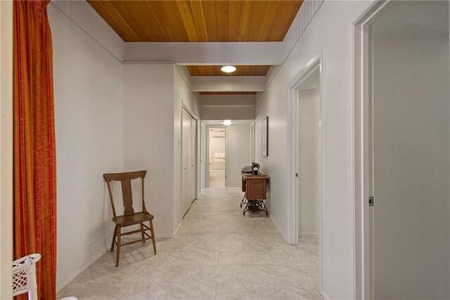 1450 Pine Tree Rd, Opelousas, LA 70570 - hallway with wood ceiling and baseboards