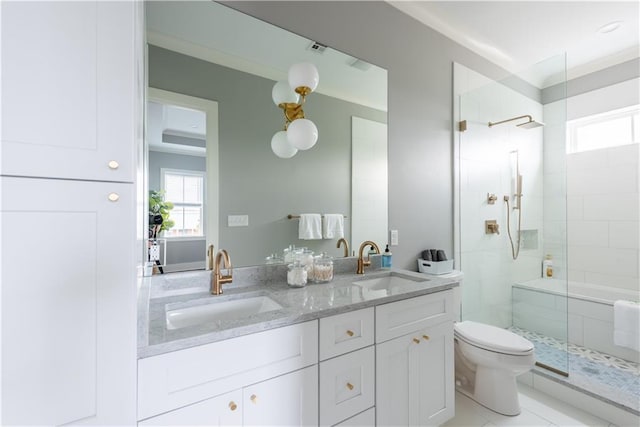 415 N Dupre St, New Orleans, LA 70119 - full bath featuring a tile shower, toilet, and double vanity