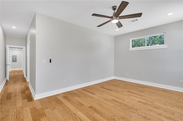 6100 Duplessis St, New Orleans, LA 70122 - spare room featuring light wood-type flooring, ceiling fan, baseboards, and recessed lighting