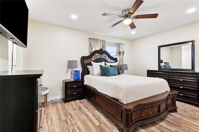 9 Osborne Ave, Kenner, LA 70065 - bedroom with light wood-style flooring, ceiling fan, recessed lighting, and baseboards
