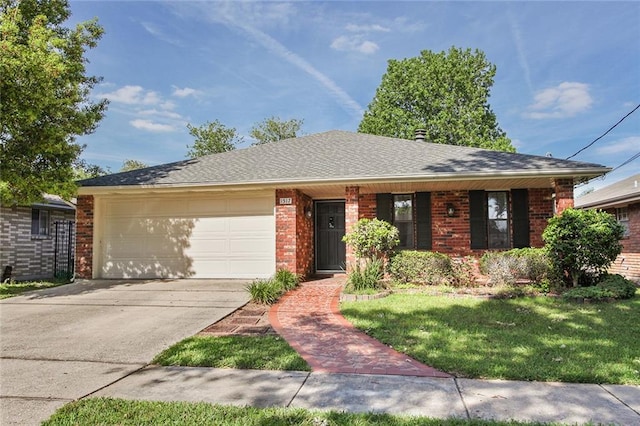 1517 Apple St, Metairie, LA 70001 - ranch-style house featuring brick siding, a garage, driveway, and a front lawn