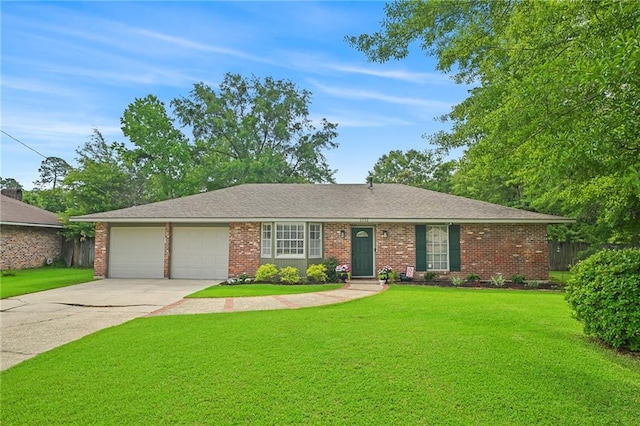 1532 Broadmoor Dr, Slidell, LA 70458 - ranch-style home featuring a garage, driveway, a front lawn, and brick siding