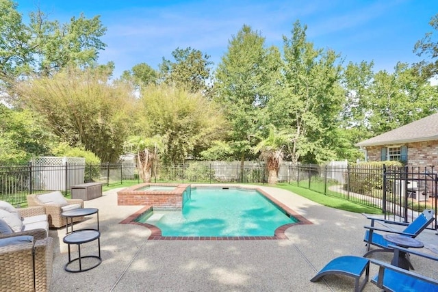 42 Riverdale Dr, Covington, LA 70433 - view of swimming pool featuring a patio area, an in-ground hot tub, and a fenced backyard