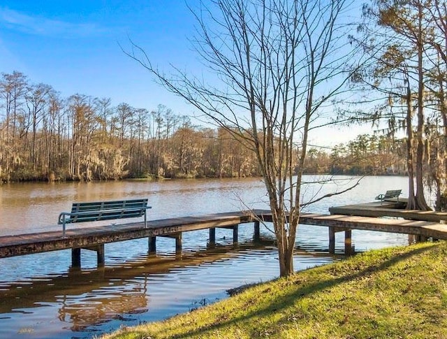 42 Riverdale Dr, Covington, LA 70433 - dock area featuring a water view and a wooded view