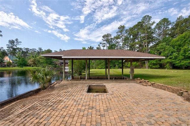 59394 E Harbor Ln, Lacombe, LA 70445 - surrounding community featuring a gazebo, a water view, and a yard