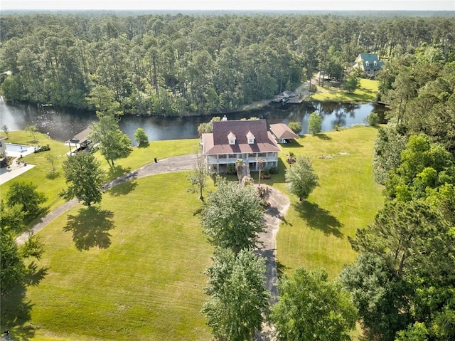 59394 E Harbor Ln, Lacombe, LA 70445 - aerial view of property and surrounding area with a heavily wooded area and a nearby body of water