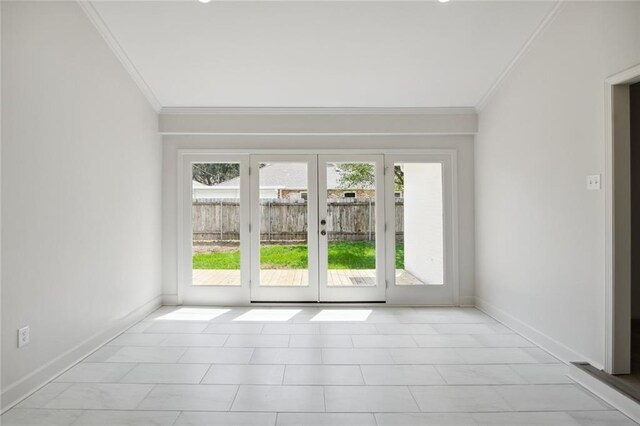 3313 Clifford Dr, Metairie, LA 70002 - unfurnished room featuring french doors, crown molding, and baseboards